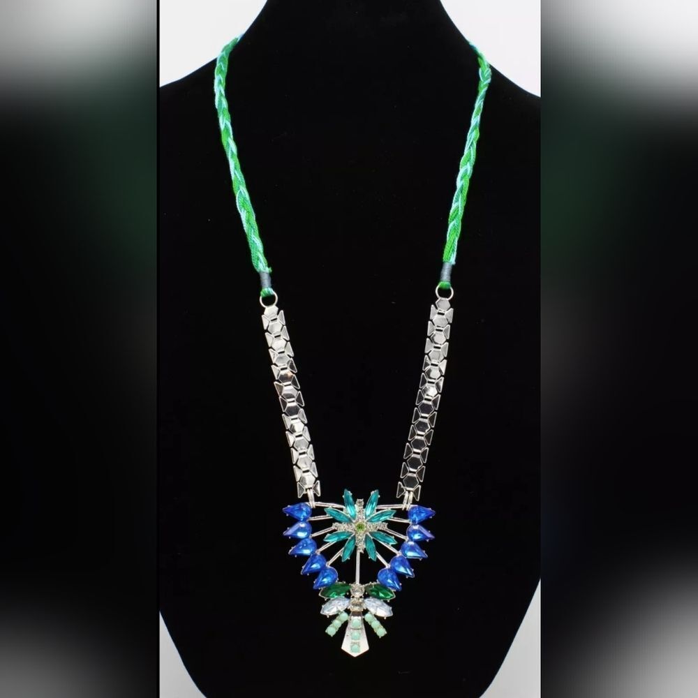 Unique Rhinestone Statement Necklace by Robert Rose 20" NWT